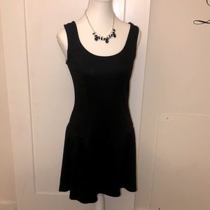 Fit and flare black mini skater dress